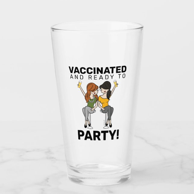 geimpft und zum Party bereit - Bier Glas (Vorderseite)