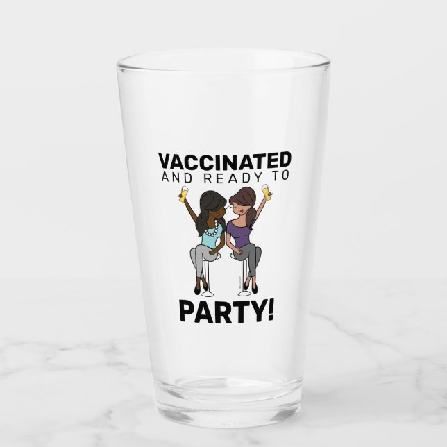 geimpft und zum Party bereit - Bier Glas (Vorderseite)