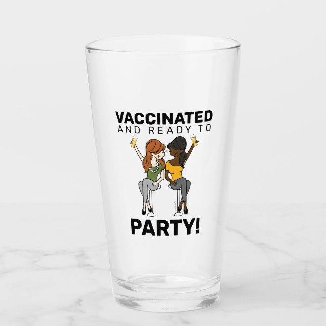 geimpft und zum Party bereit - Bier Glas (Vorderseite)
