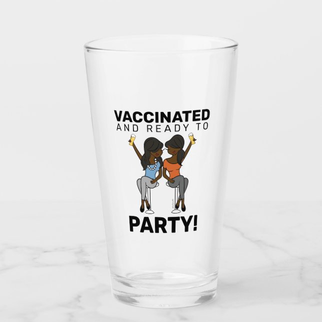 geimpft und zum Party bereit - Bier Glas (Vorderseite)
