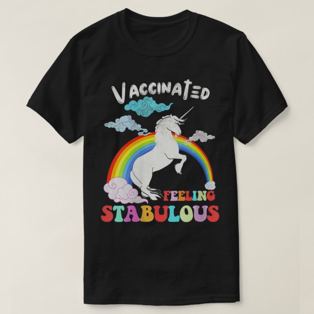 Geimpfte Frauen Unicorn Feel Stabulous Rainbow V T-Shirt (Design vorne)