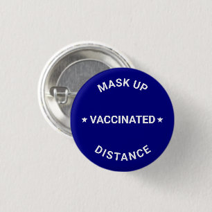 Geimpfte Maske Up Distanzmarkierung blau Button