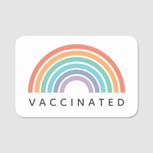 Geimpfter Regenbogen | Covid Coronavirus Abzeichen Namensschild (Vorderseite)