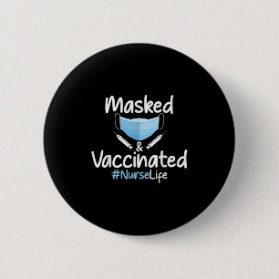 Geimpftes, lustiges grafisches Zitat geimpft Maske Button