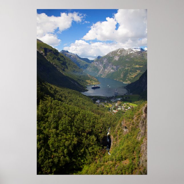 Geiranger Fjord Landschaft, Norwegen Poster (Vorne)