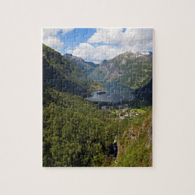 Geiranger Fjord Landschaft, Norwegen Puzzle (Vertikal)