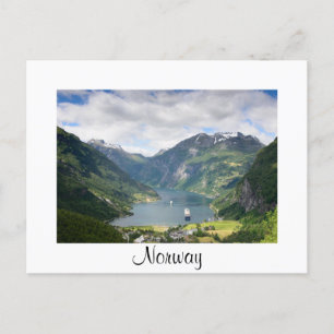 Geirangerfjord-Ansicht in Norwegen - weiße Grenzka Postkarte
