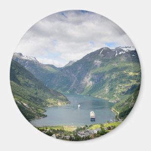 Geirangerfjord Ansicht in runden Magneten Magnet