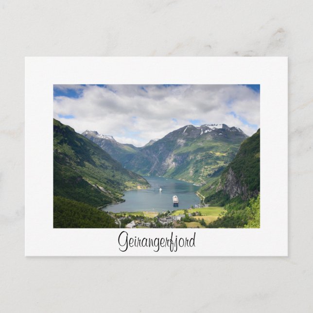 Geirangerfjord-Karte mit weißer Grenze Postkarte (Vorderseite)