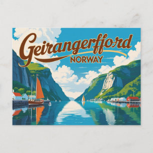 Geirangerfjord Retro Szene Postkarte