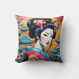 Geisha and Sakura: Japanese-Inspired Art Kissen