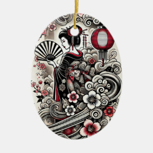 Geisha Art Christmas Ornament