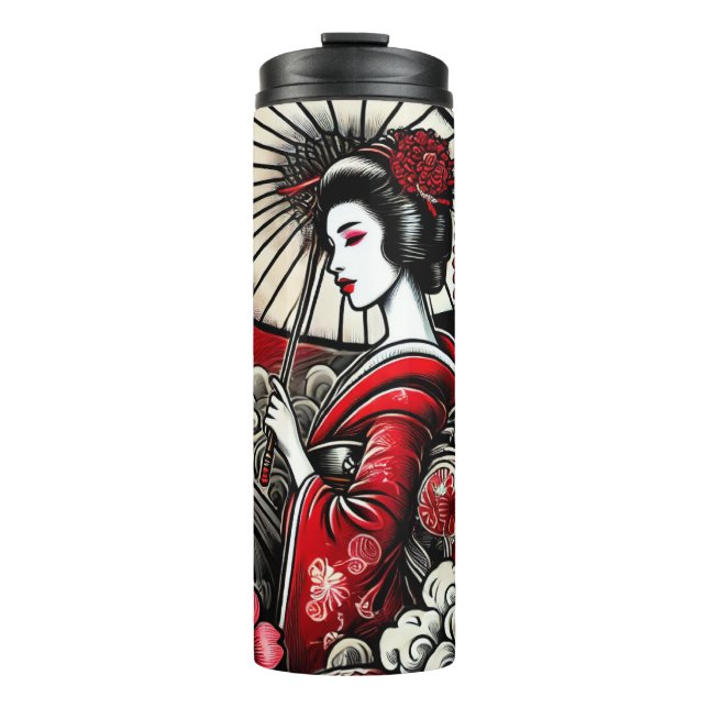 Geisha Art Stainless Steel Tumbler Thermosbecher (Vorderseite)
