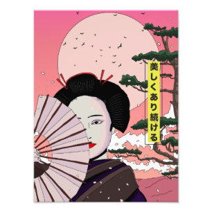 Geisha Be Beautiful japanischen Manga Stil Japanis Fotodruck