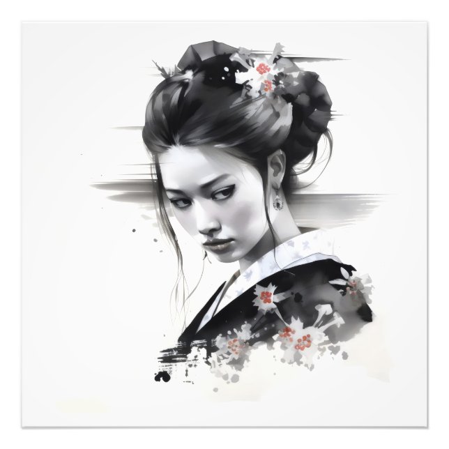 Geisha Black Ink Fotodruck (Vorne)
