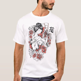 Geisha Blumen Künstlerischer Grafikdruck auf Anfra T-Shirt