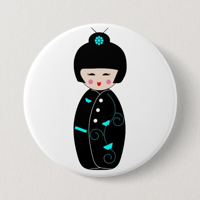 Geisha-Cartoon-Button Button (Vorderseite)