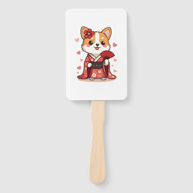 Geisha Corgi Dog Lover Welsh Fächer (Vorderseite)