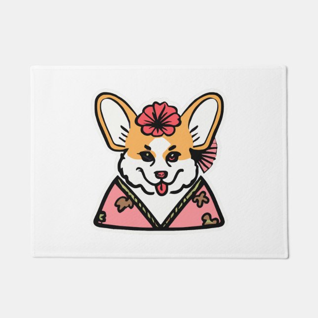 Geisha Corgi Dog Lover Welsh Fußmatte (Vorderseite)