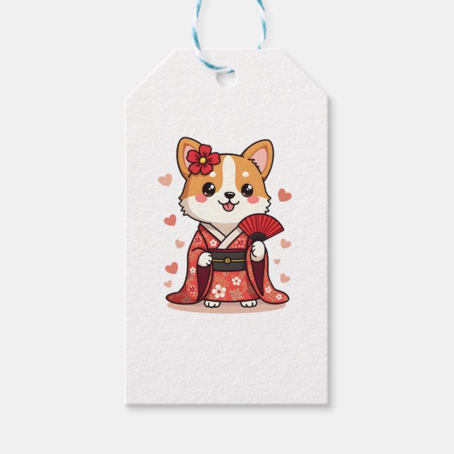 Geisha Corgi Dog Lover Welsh Geschenkanhänger (Vorderseite)