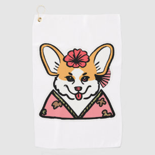 Geisha Corgi Dog Lover Welsh Golfhandtuch