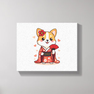 Geisha Corgi Dog Lover Welsh Leinwanddruck