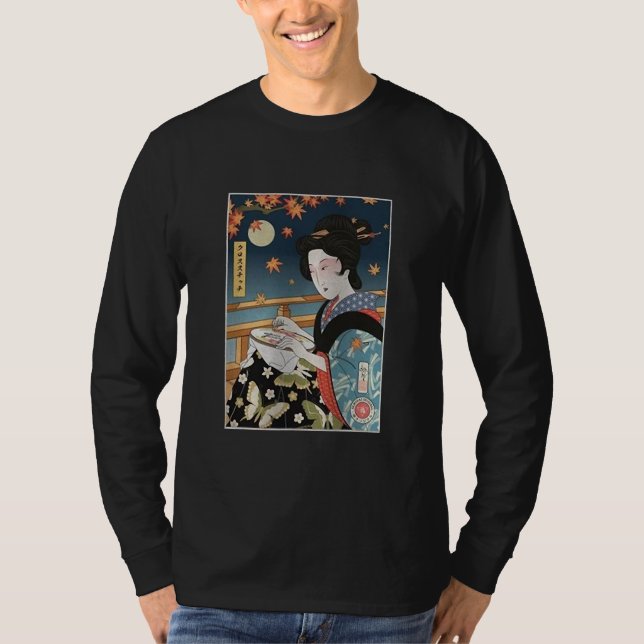 Geisha Cross Stitch Mama Ukiyoe Geisha Crochet Mam T-Shirt (Vorderseite)