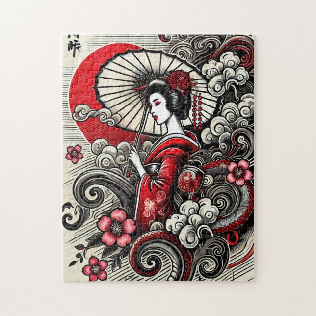 Geisha Elegance Jigsaw Puzzle (Vertikal)