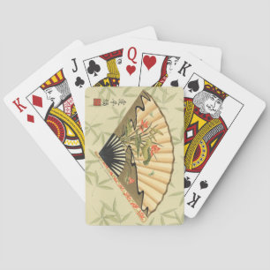 Geisha Fan mit Blätter und Blumendruck Spielkarten