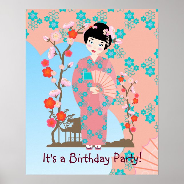 Geisha-Geburtstagsparty Poster (Vorne)
