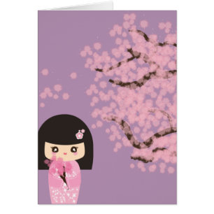 Geisha Girl Cherry Blossom Cartoon anpassbar