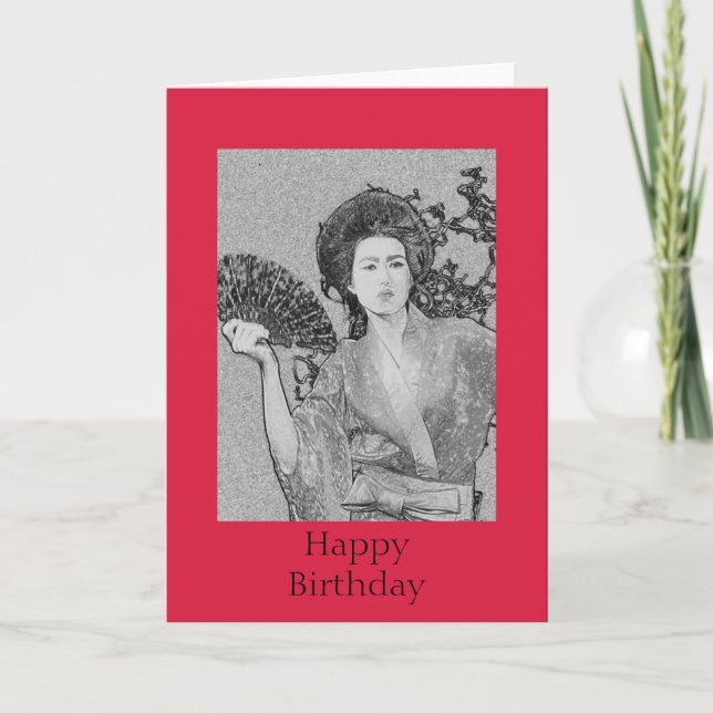 Geisha Girl Happy Birthday Card Karte (Vorderseite)