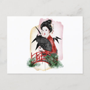 Geisha Girl Japanese Artwork Einladungspostkarte