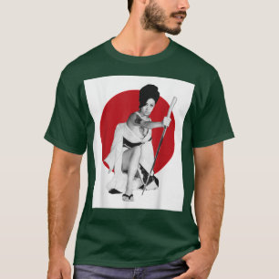 Geisha Girl Katana Schwert und Tattoo des Drachen T-Shirt