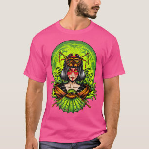 Geisha Girl Katana Schwert und Tattoo des Drachen  T-Shirt