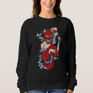 Geisha Girl Mask japanischer Demon Sweatshirt