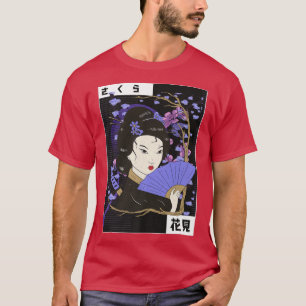 Geisha Girl Sakura Cherry Blossom Japan Kunst Kult T-Shirt