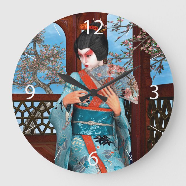Geisha Große Wanduhr (Vorderseite)