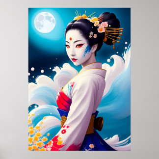 Geisha im Mondlicht Poster
