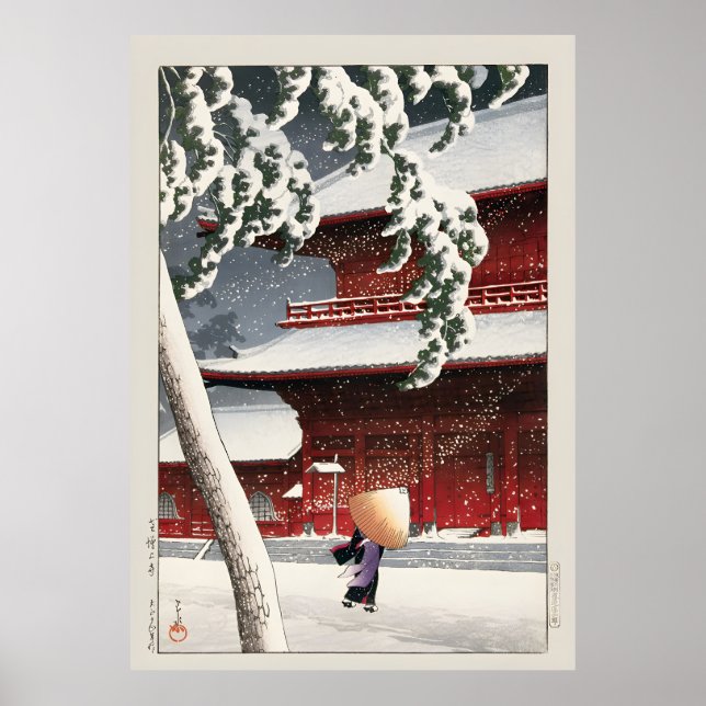 Geisha im Schneesturm Kawase Hasui Poster (Vorne)