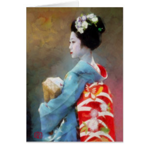 Geisha in blauer Kimono Art