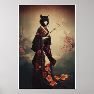 Geisha in Kimono III - Kitsune Poster