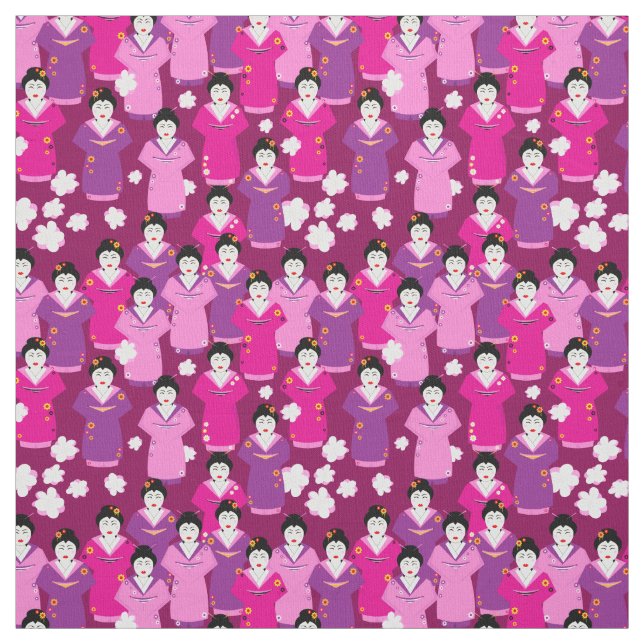 Geisha in Kimonos rosa Gemustert Stoff (Muster)