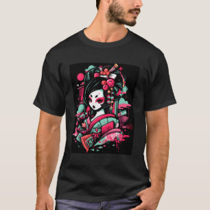 Geisha-Inspiriertes grafisches T-Shirt eine Touch