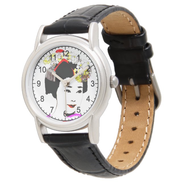 Geisha Japan Armbanduhr (Schrägansicht)