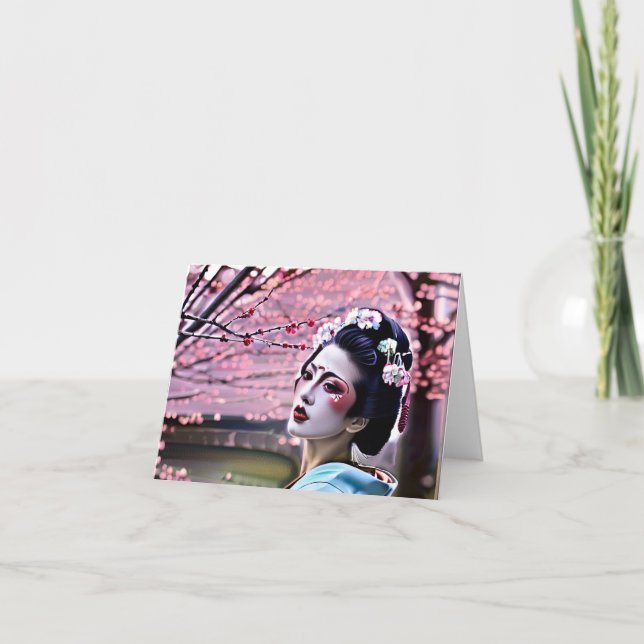 Geisha Japan Feiertagskarte (Vorderseite)