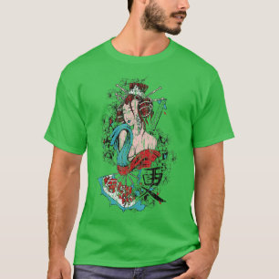 Geisha Japan Tokyo Japanischer Krieger Kanji Art R T-Shirt