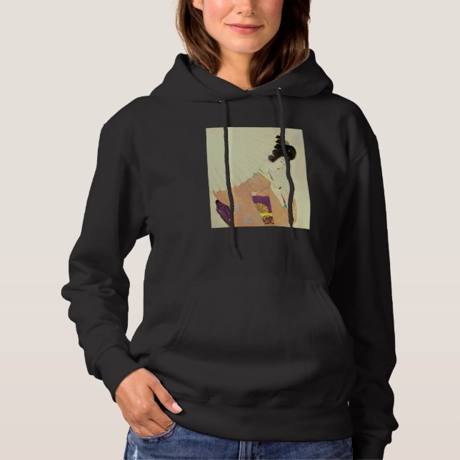 Geisha Japanese woman Umbrella Kimono Shin hanga U Hoodie (Vorderseite)