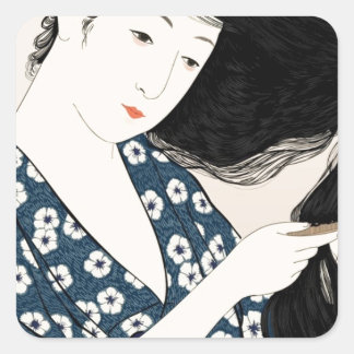 Geisha Japón Quadratischer Aufkleber