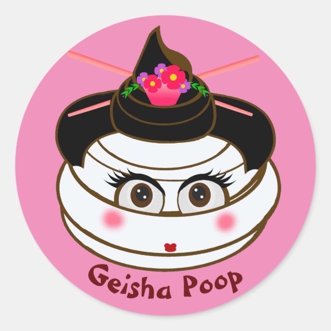 Geisha Kacke Emoji Runder Aufkleber (Vorderseite)